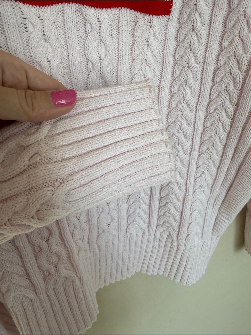 Wild Fable Women’s Pink Cable-Knit Sweater Flag Design Motif Large - Picture 6 of 8